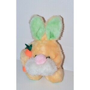 Vtg MTY Intl Round Baby Bunny rabbit‎ w/ carrot pastel yellow green